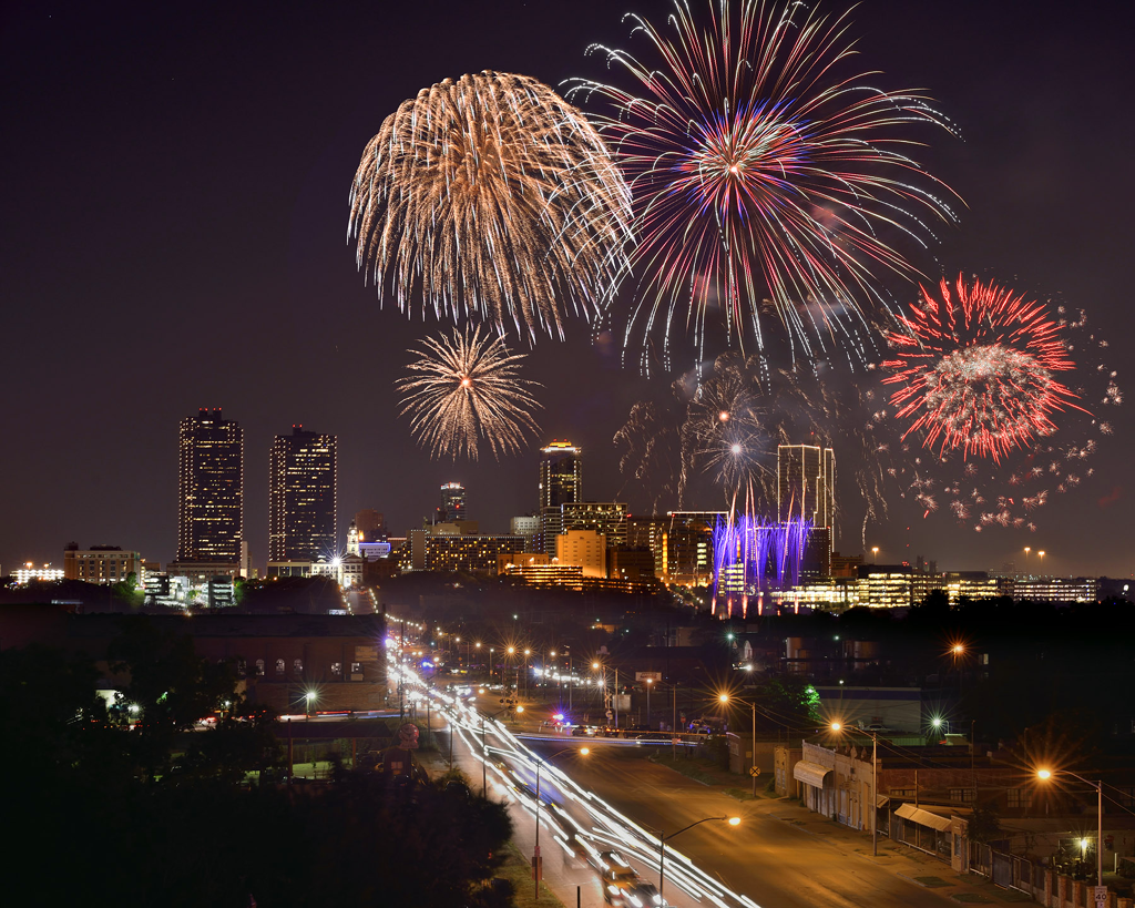 Gorgeous shot of the Trinity River and Fort Worth Skyline at the Fort Worth Fourth Event 2015