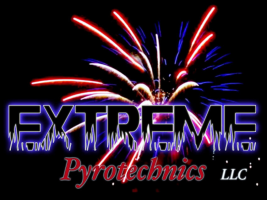 Extreme Pyrotechnics commercial fireworks display presentation service logo.